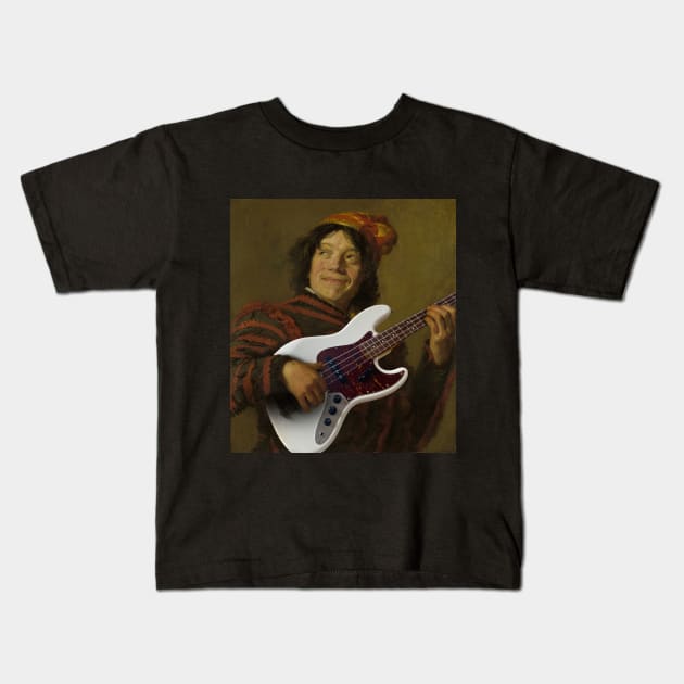 Bass Guitar Hero - Moody Maximalism Oil Painting Kids T-Shirt by thejamestaylor